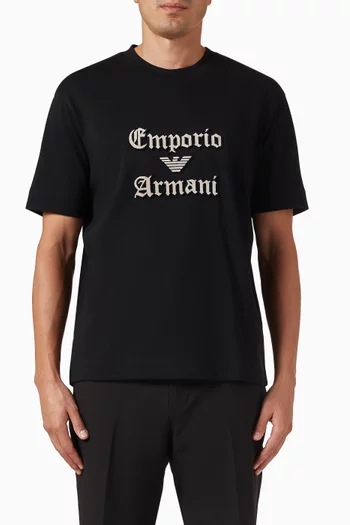 Flocked Logo T-shirt in Cotton