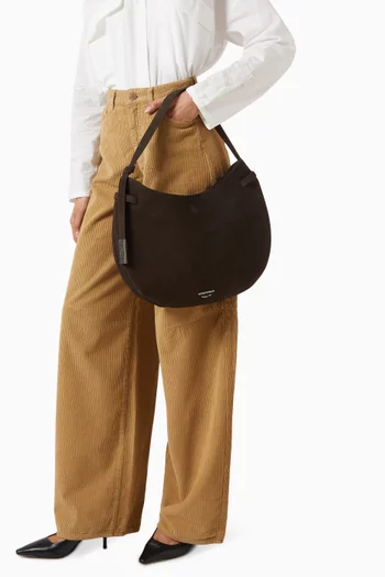 Hobo Shoulder Bag in Suede Leather