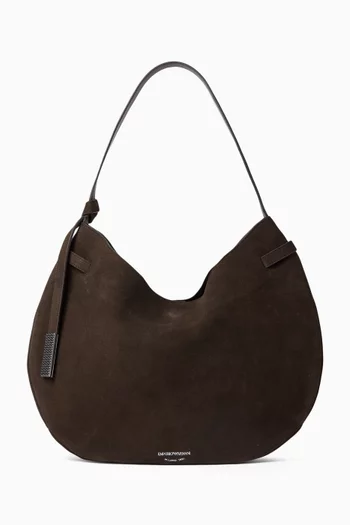Hobo Shoulder Bag in Suede Leather