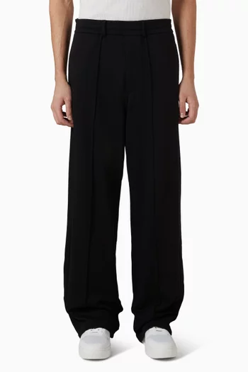 Straight-Leg Trousers in Cotton Blend