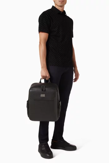 Logo Plaque Backpack in Tumbled Leather