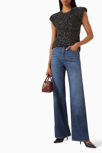 Sequin Padded-shoulder Top