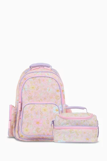 Floral Backpack & Double Decker Lunch Bag Bundle