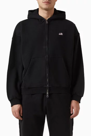 Mini Flag Zipped Hoodie in Cotton