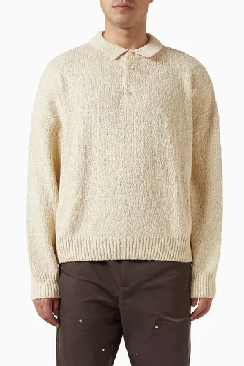 Beach Knit Polo Sweater in Cotton