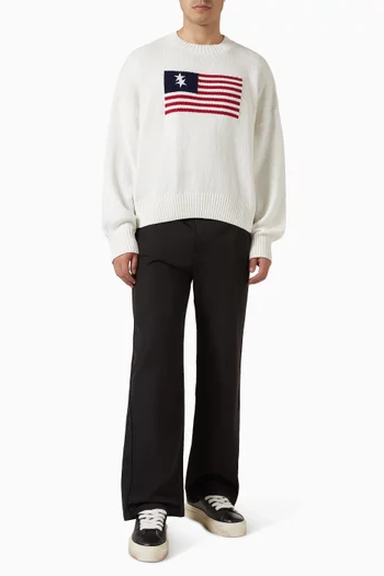 Two Star Flag Knit Sweater in Cotton
