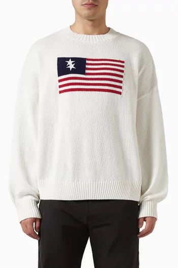 Two Star Flag Knit Sweater in Cotton