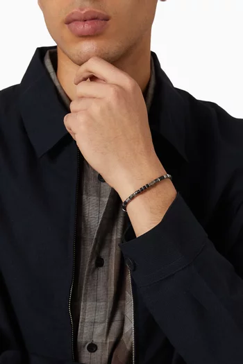 Onyx Heishi Bracelet in Stainless Steel