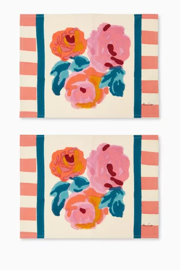 Floral Placemats in Cotton, Set of 2, 48cm x 35cm