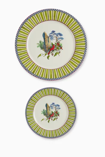Jungle Parrot Dinner & Dessert Plates in Porcelain, Set of 2