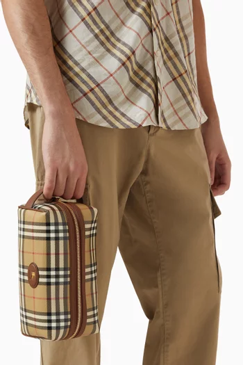 Check Travel Washbag in Canvas