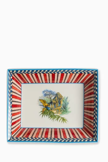 Jungle Parrot Charger Tray in Porcelain, 19.5 x 15.5cm