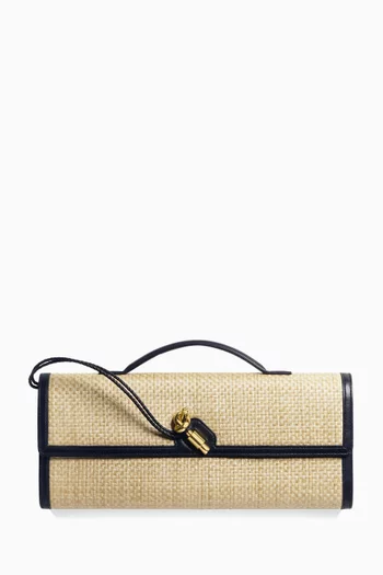 Andiamo Clutch in Raffia & Leather