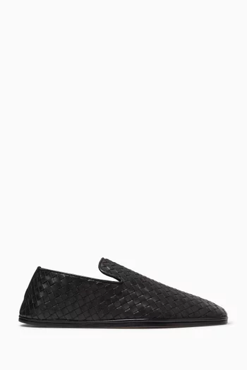 Palazzo Slippers in Intrecciato Leather