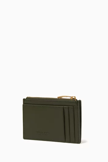 Zip Card Case in Intrecciato Leather