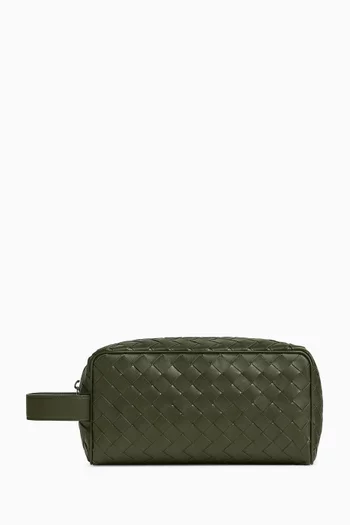 Travel Pouch in Intrecciato Leather