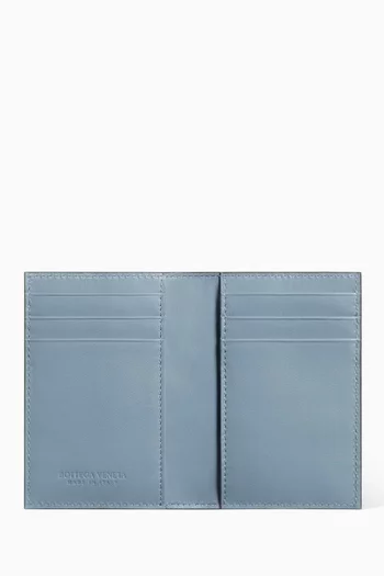Flap Card Case in Intrecciato Leather