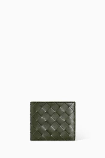 Bi-fold Wallet in Intrecciato Leather