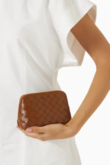 Small Half-Moon Pouch in Intrecciato Leather