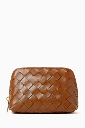 Small Half-Moon Pouch in Intrecciato Leather