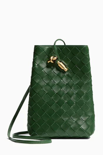 Andiamo Phone Pouch in Intrecciato Leather