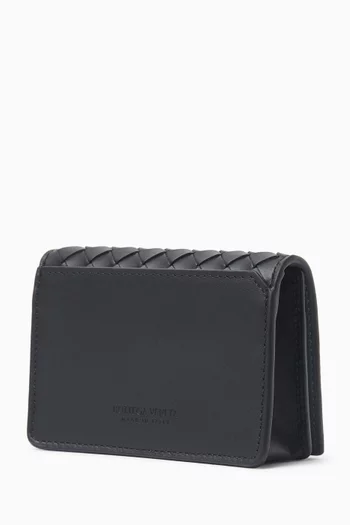 Piccolo Business Card Case in Intrecciato Leather