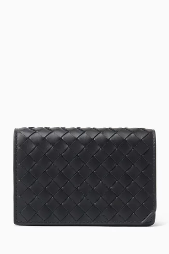 Piccolo Business Card Case in Intrecciato Leather