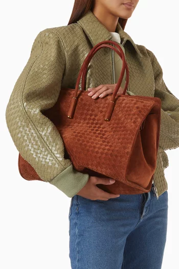 Barbara Tote Bag in Intrecciato Suede