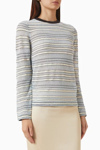 Striped Sweater in Cotton-mesh