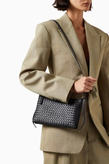 Medium Piccolo Crossbody Pouch in Intrecciato Leather