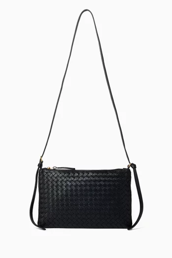 Medium Piccolo Crossbody Pouch in Intrecciato Leather