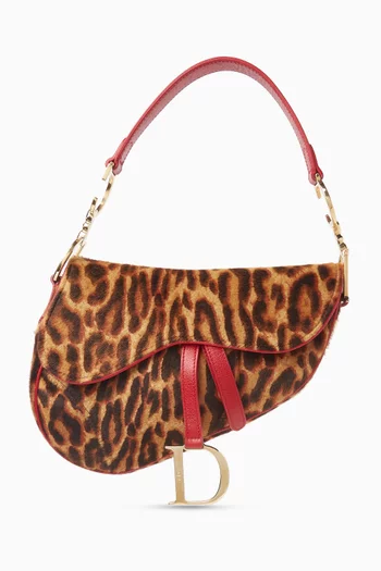 2000s Leopard-print Saddle Shoulder Bag in Pony Hair & Leather
