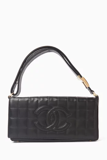 2000s East West Chocolate Bar Shoulder Bag in Lambskin Leather