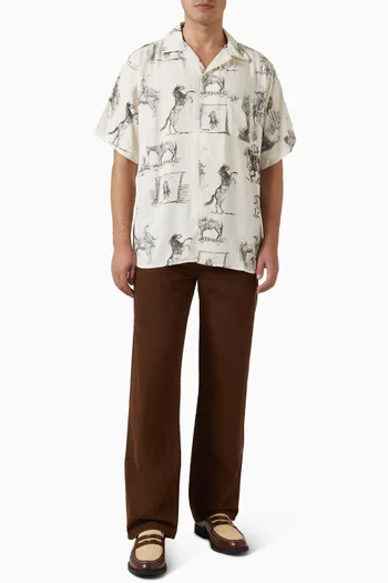 Charcoal Montage Camp Shirt in Rayon