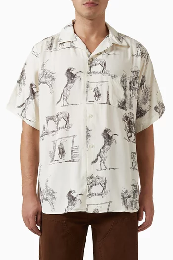 Charcoal Montage Camp Shirt in Rayon