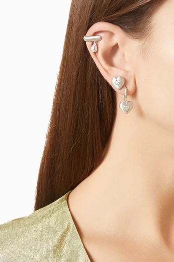 Diamond Right Ear Cuff in Brushed 18kt White Gold