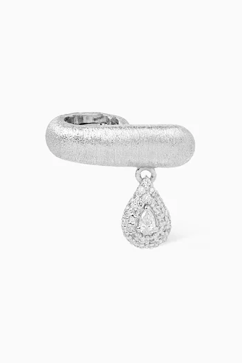 Diamond Right Ear Cuff in Brushed 18kt White Gold