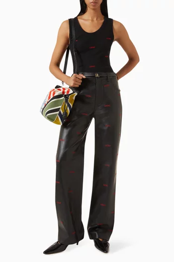 Embroidered-logo Pants in Leather
