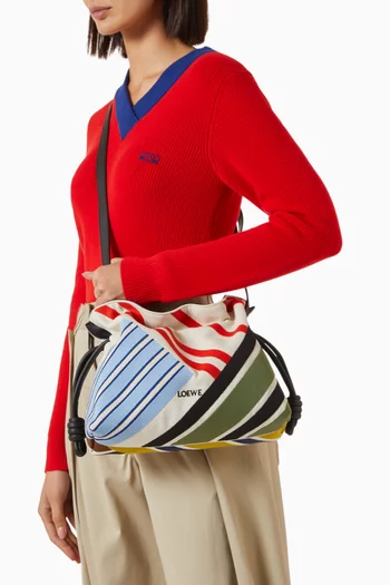 Medium Flamenco Clutch in Embroidered Canvas
