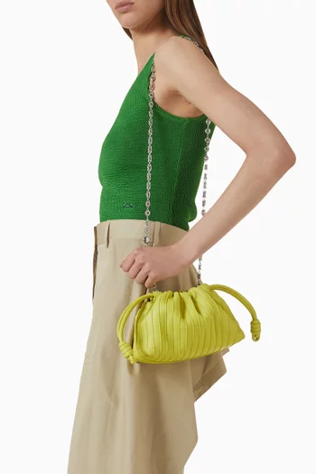 Mini Flamenco Pleated Clutch in Leather
