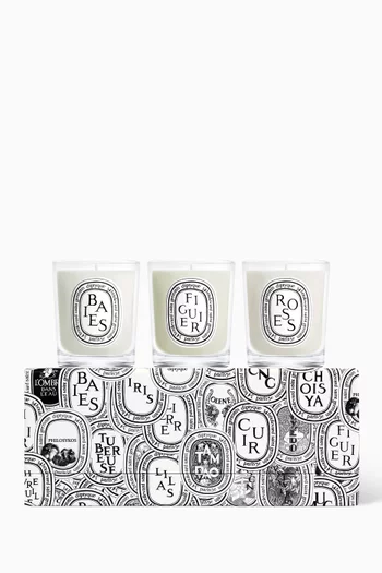 Set of 3 Mini Candles, Baies, Figuier and Roses, 3 x 70g