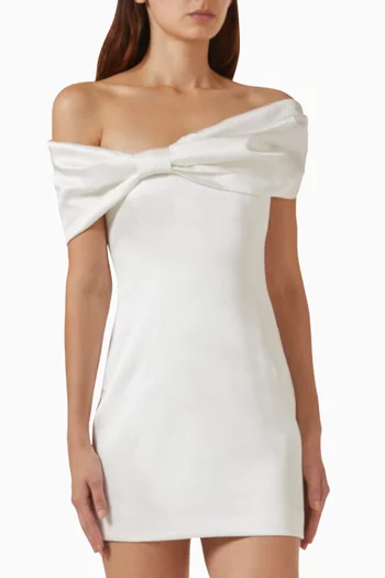Satin Asymmetric Bow Mini Dress