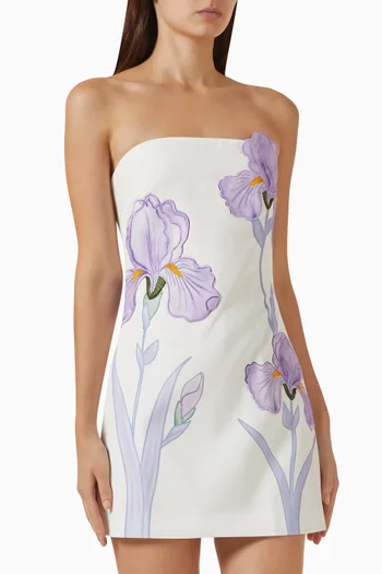 Iris Floral-print Strapless Dress