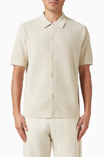 Nolan Ribbed Polo Cardigan in Knit