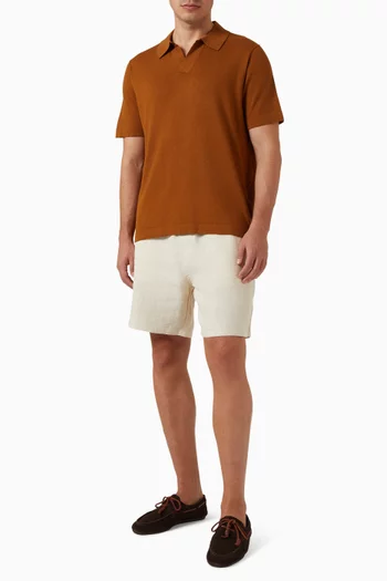 Ryan Knitted Polo Shirt in Linen-blend