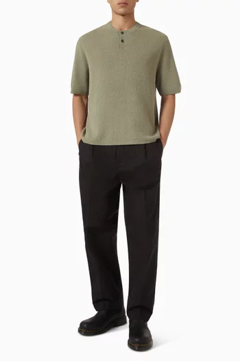 Pleated Relaxed-fit Tapered Pants in Cotton-blend