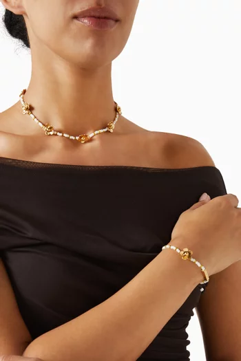 Daisy Beaded Necklace in Gold-plated Brass