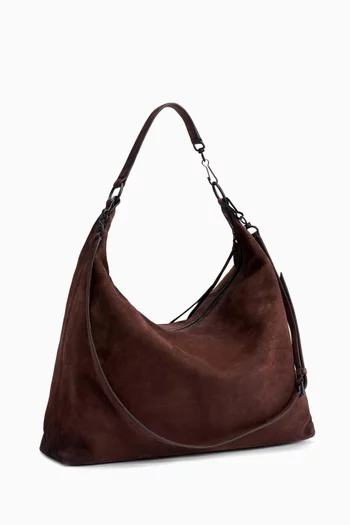 Medium Le City Hobo Bag in Suede