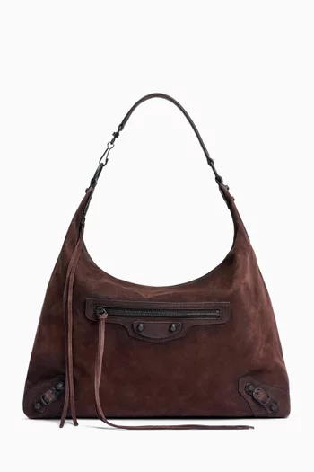 Medium Le City Hobo Bag in Suede
