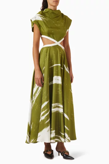 Brush Scratch Cut-out Dress in Silk